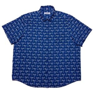 TOMMY BAHAMA Island Zone Coast Short Sleeve Shirt Martini All Over Blue XXL 2XL